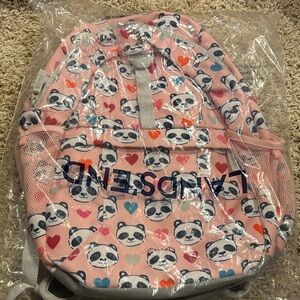 NWT Lands' End Pink Heart Panda Backpack